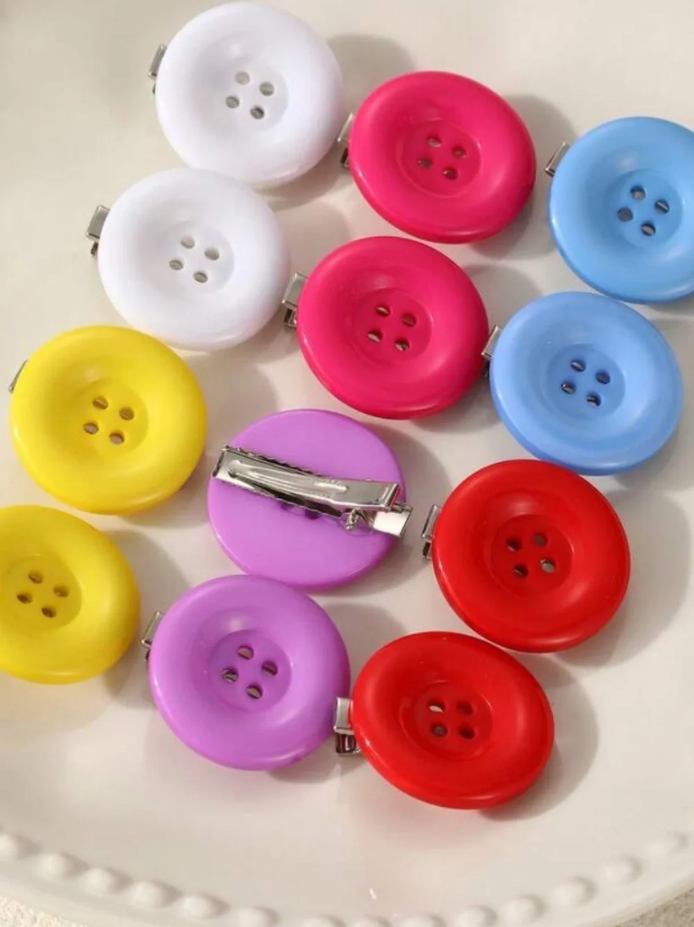 Multicolor Button Hair Clips - Women Accessories
